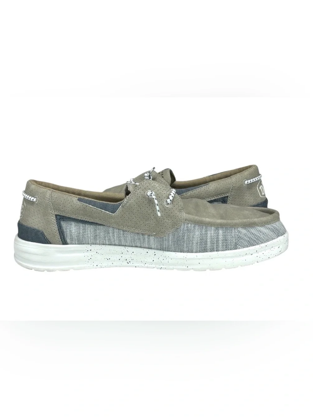 Hey Dude Welsh Grip Mix Oyster Men's Boat Shoes Canvas Oyster US 13 EU 46